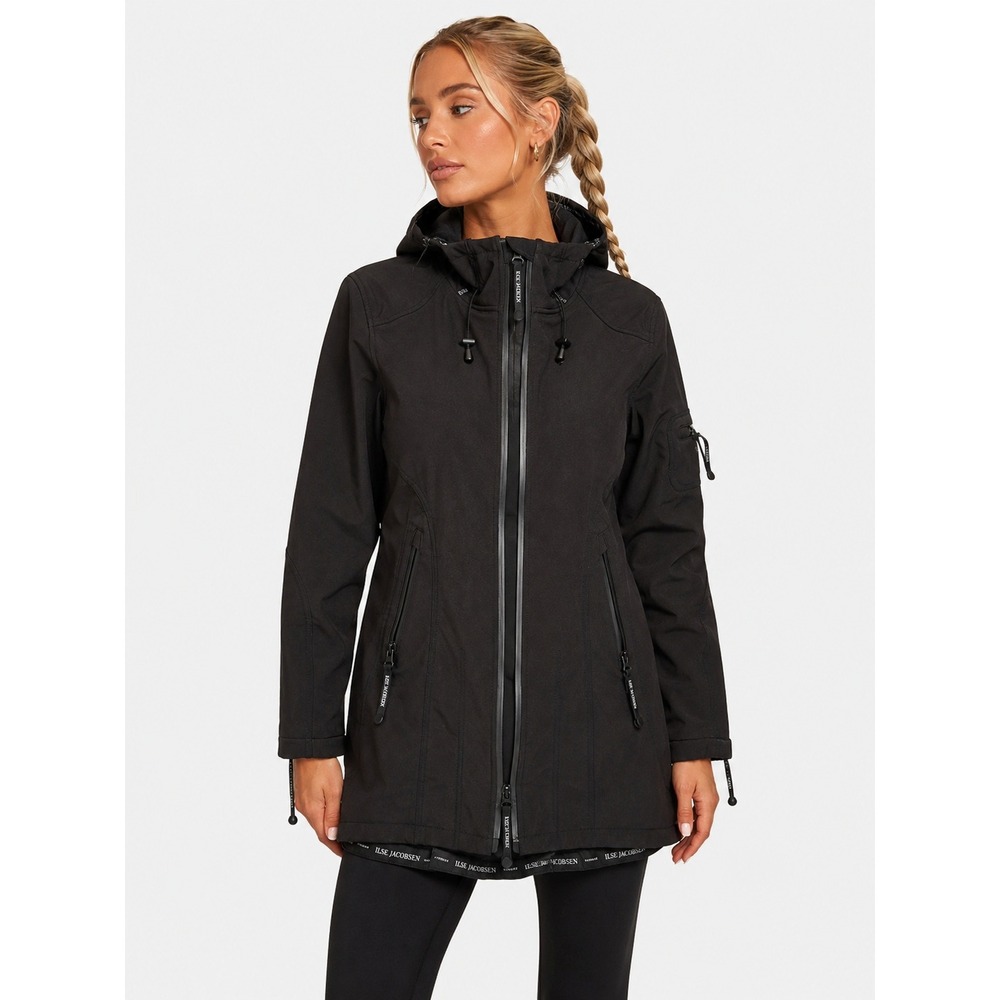 Ilse Jacobsen RAIN07 Black Softshell Fleece Lined Raincoat Jacket Coat 34 US 4